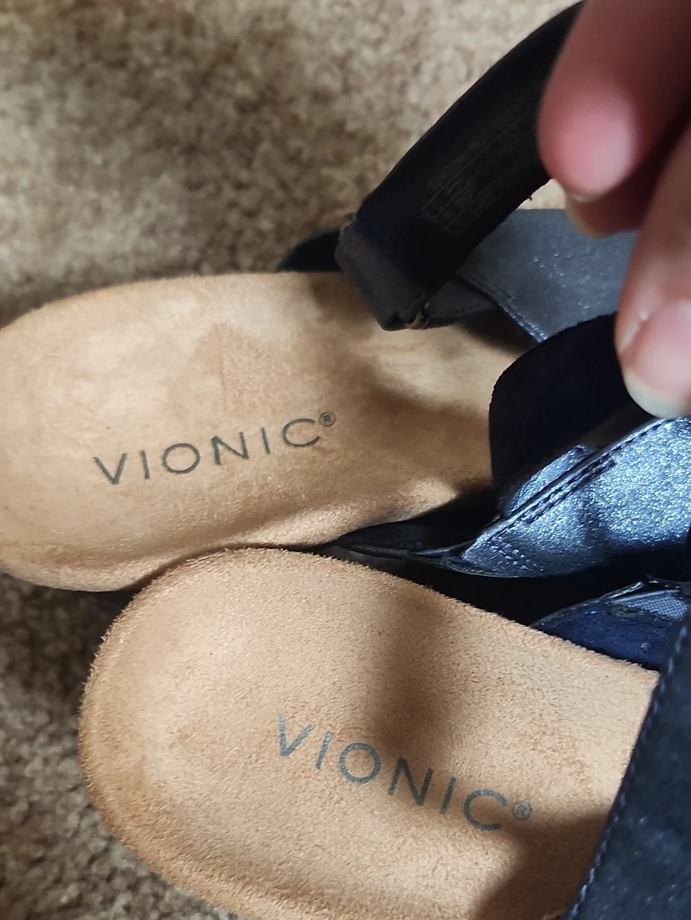 Vionic Mckenna Wedge Sandal In Navy Metallic NWOT - Picture 8 of 12